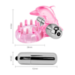 Розовое виброкольцо-дельфин с шипами