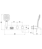 Смеситель для ванны и душа встраиваемый – LM3224C, Серия ATLANTISS.