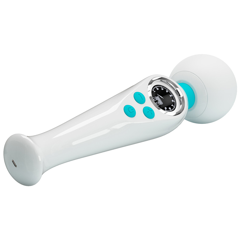 Белый вибратор-wand 22,4см с дисплеем Pretty Love Skyler Massager Wand White BW-055016LED-3