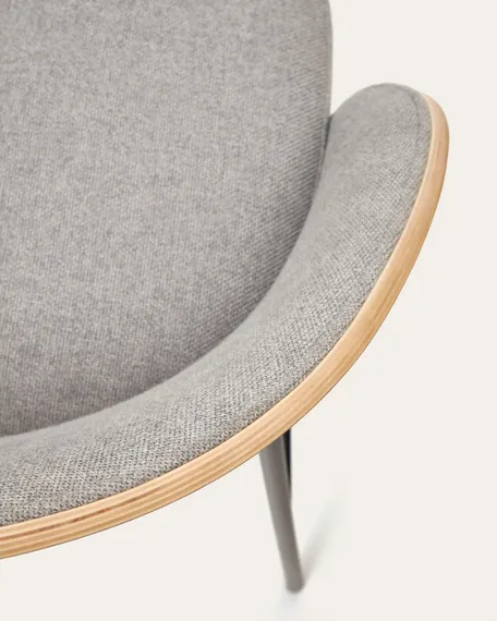 Барный стул Eamy светло-серый с натуральной отделкой