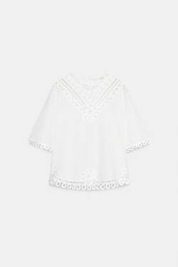 ZARA РУБАШКА ИЗ ЛЬНА И ХЛОПКА С ВЫШИВКОЙ — ZW COLLECTION, БЕЛЫЙ