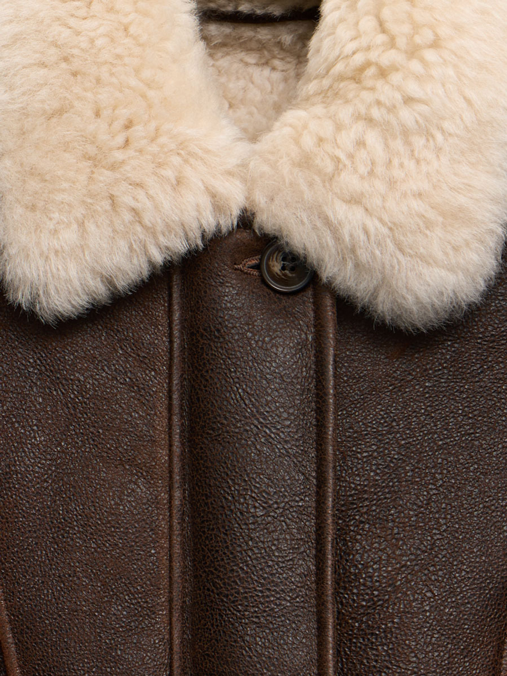 Дублёнка-бомбер свободного кроя