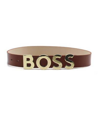 кожаный ремень boss-bold belt 3,5cm BOSS BLACK - коричневый(50470631)
