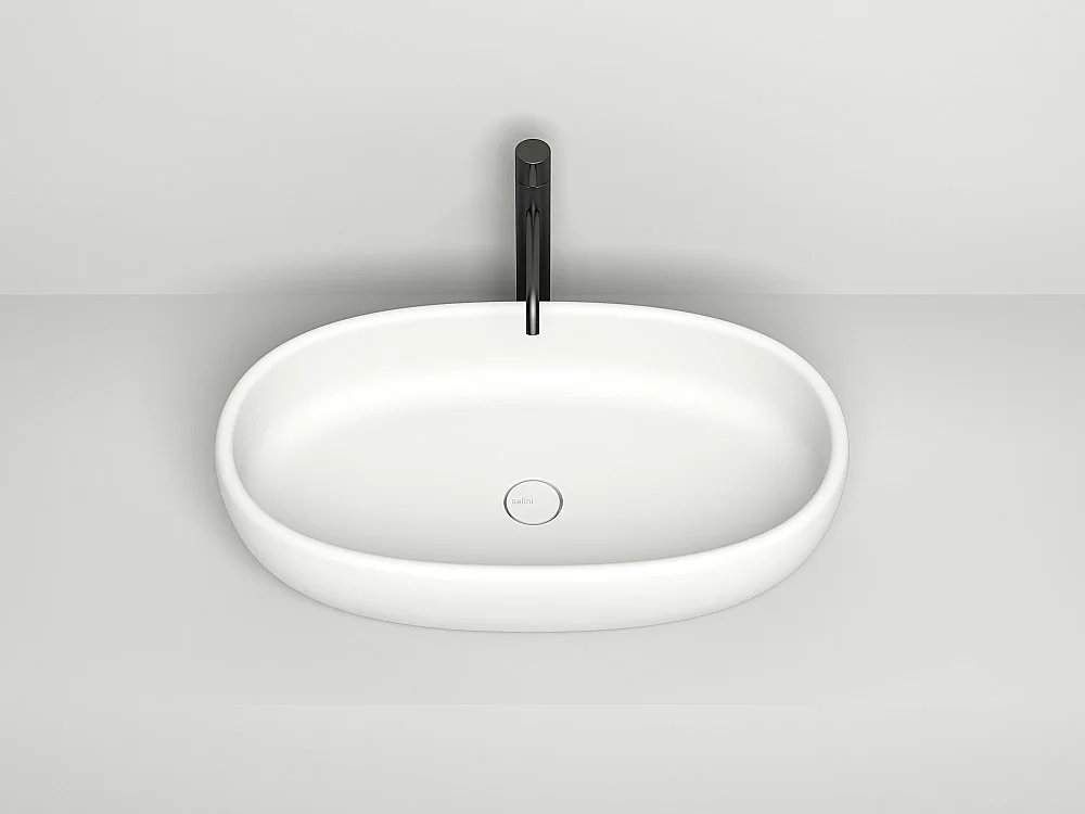 Раковина накладная Salini LUCE 110721M 69 из искусственного камня S-Stone, белая матовая