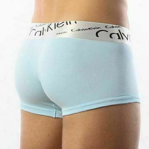 Мужские трусы боксеры светло-голубые с косой резинкой Calvin Klein Steel Boxer Italics Sky Blue