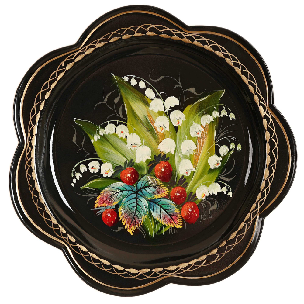 Жостовский поднос декоративный, размер 18 см (A1), металлический