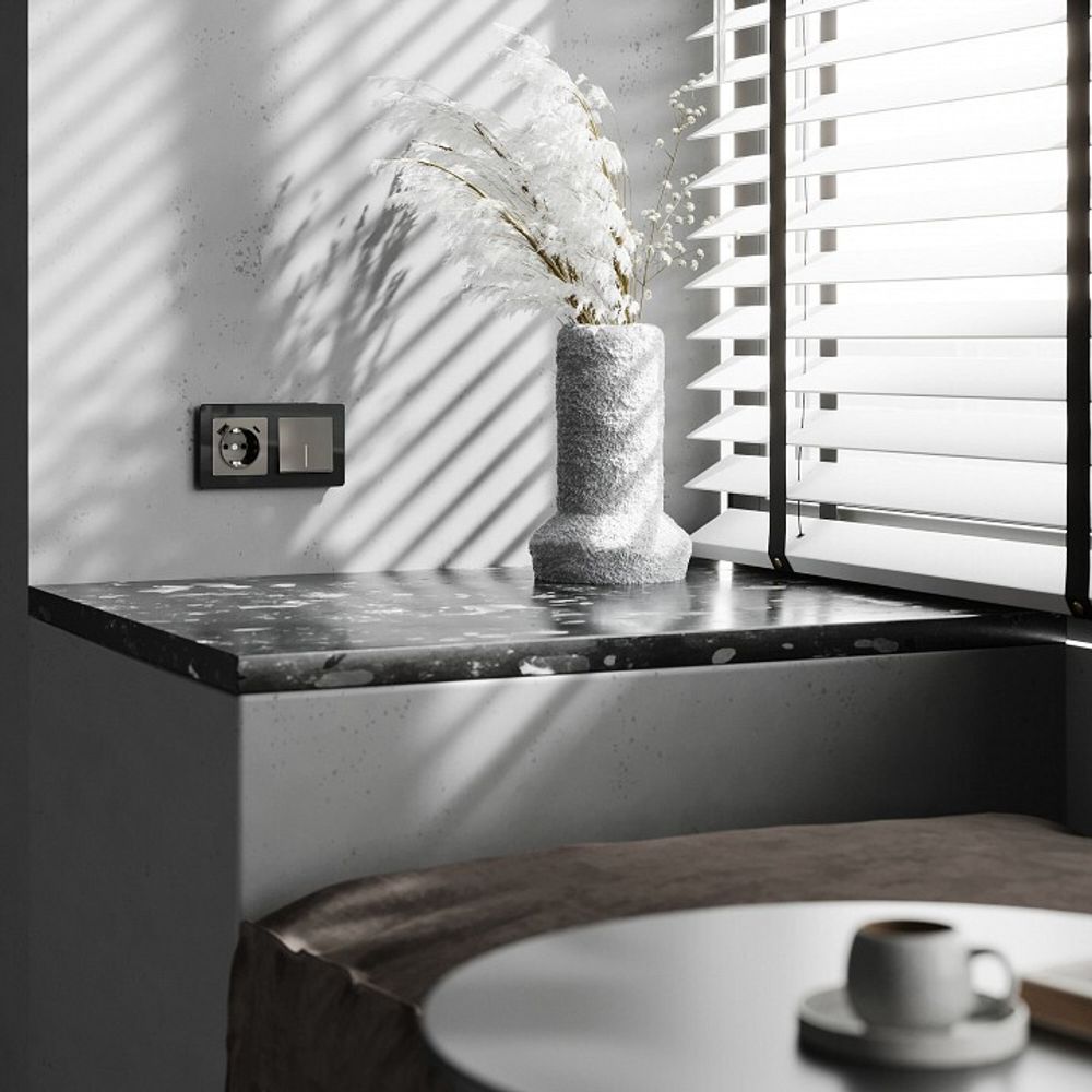 Выключатель проходной одноклавишный с подсветкой без рамки Werkel графит акрил W1112144