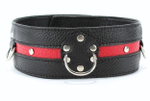 Черно-красный кожаный ошейник увеличенного размера (Цвет: черный с красным)
