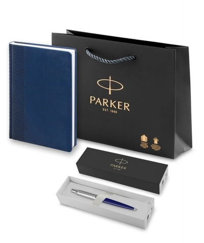 Подарочный набор: Ежедневник недатированный и Шариковая ручка Parker Jotter K160, цвет: Blue