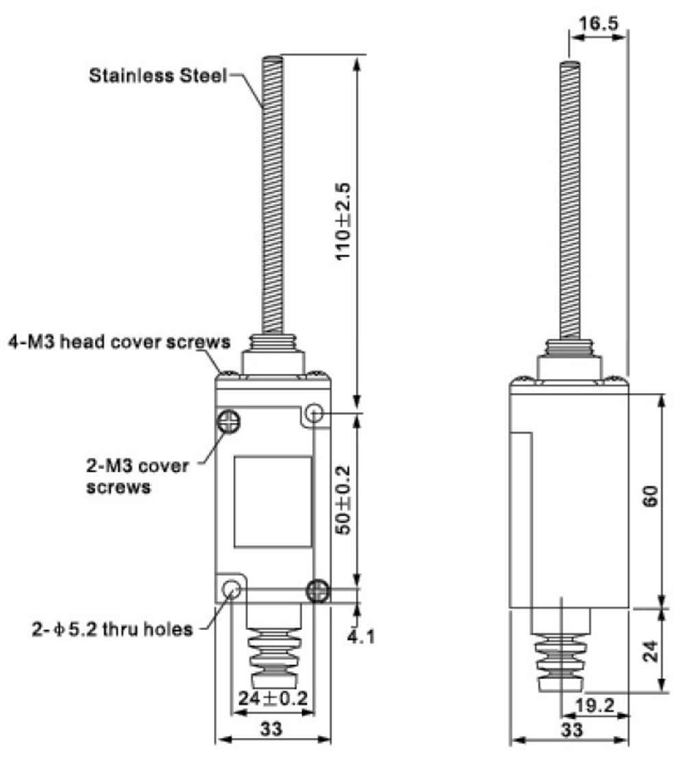 CHL-5381 Конечный выключатель с пружинным штоком