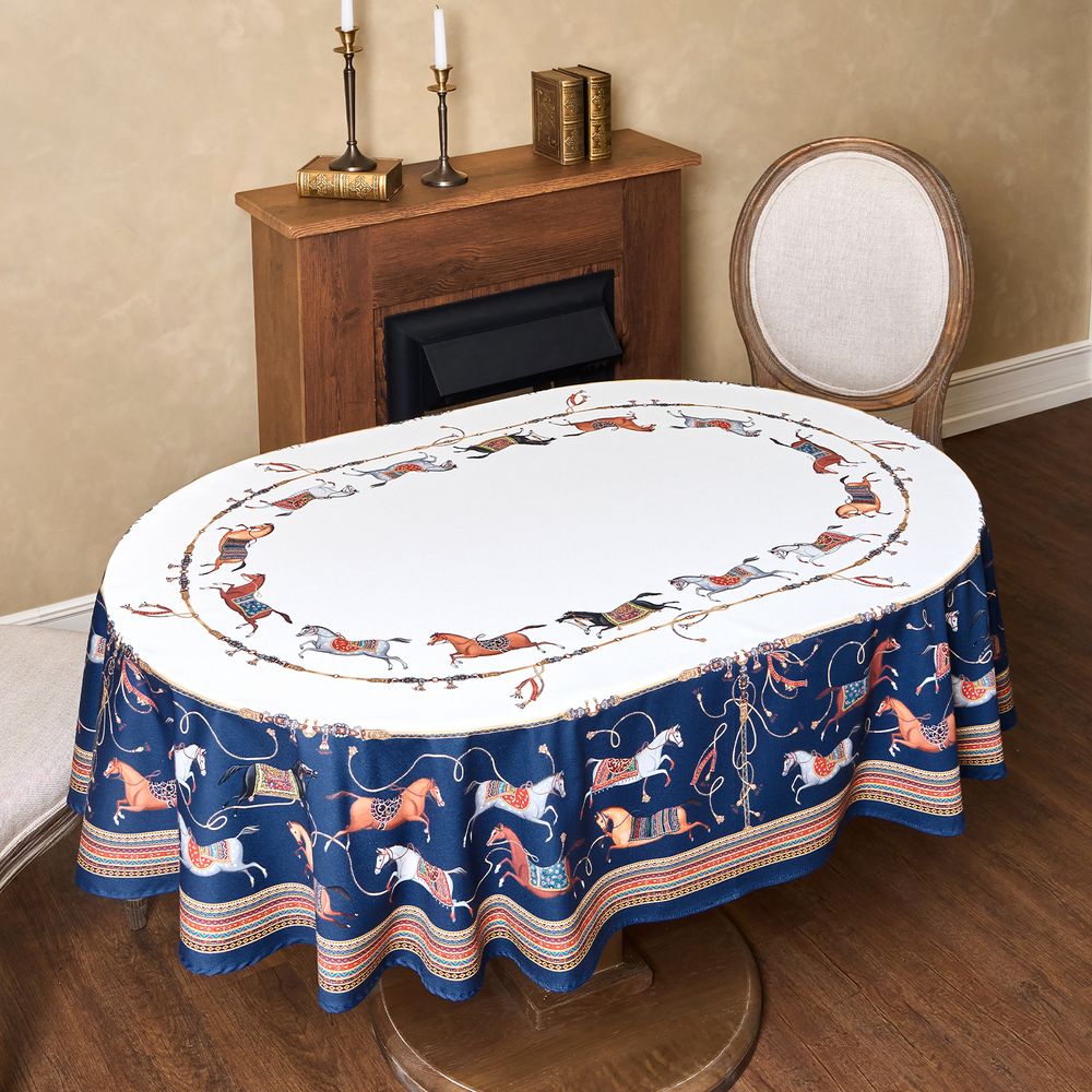 СКАТЕРТЬ ОВАЛЬНАЯ "PASSAGE"140Х180СМ ,БЕЛЫЙ, 100% ХЛОПОК,ТВИЛ, ПРОПИТКА