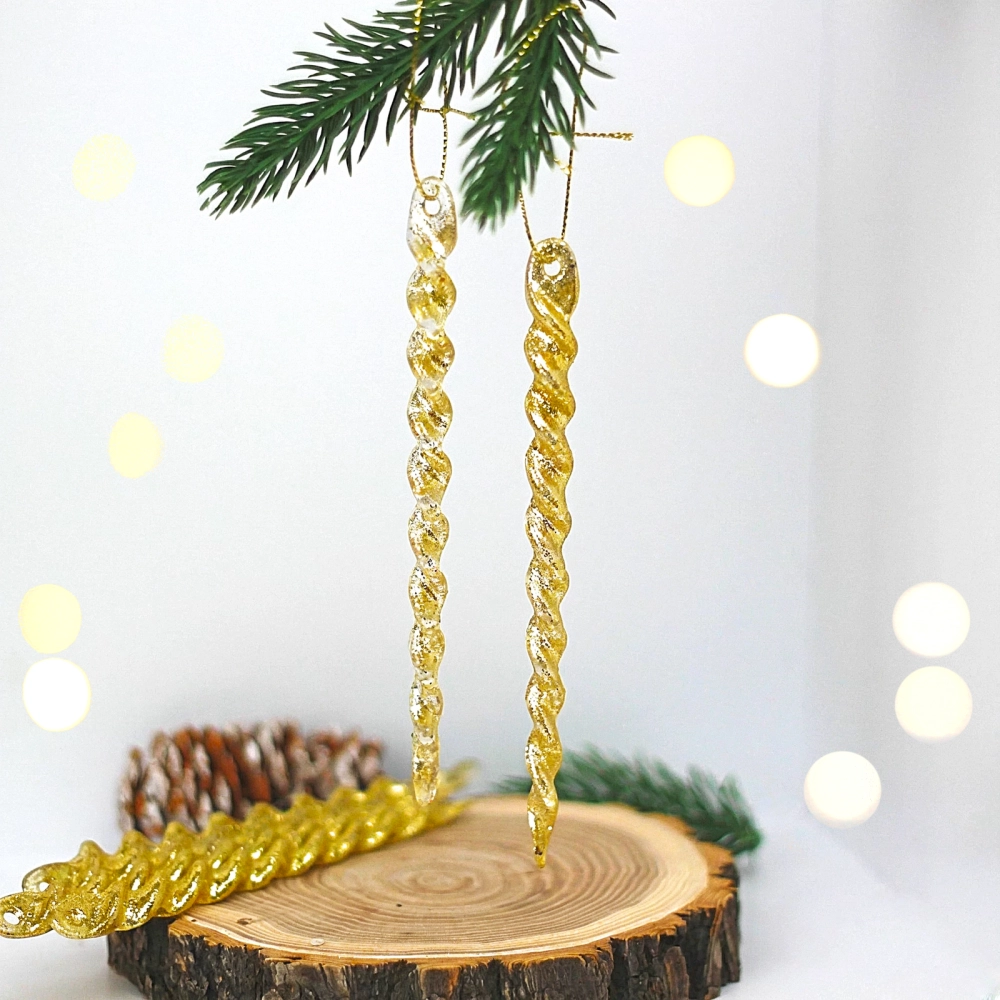 Подвеска «Волшебная сосулька» 13 см (набор 6 шт), Золото