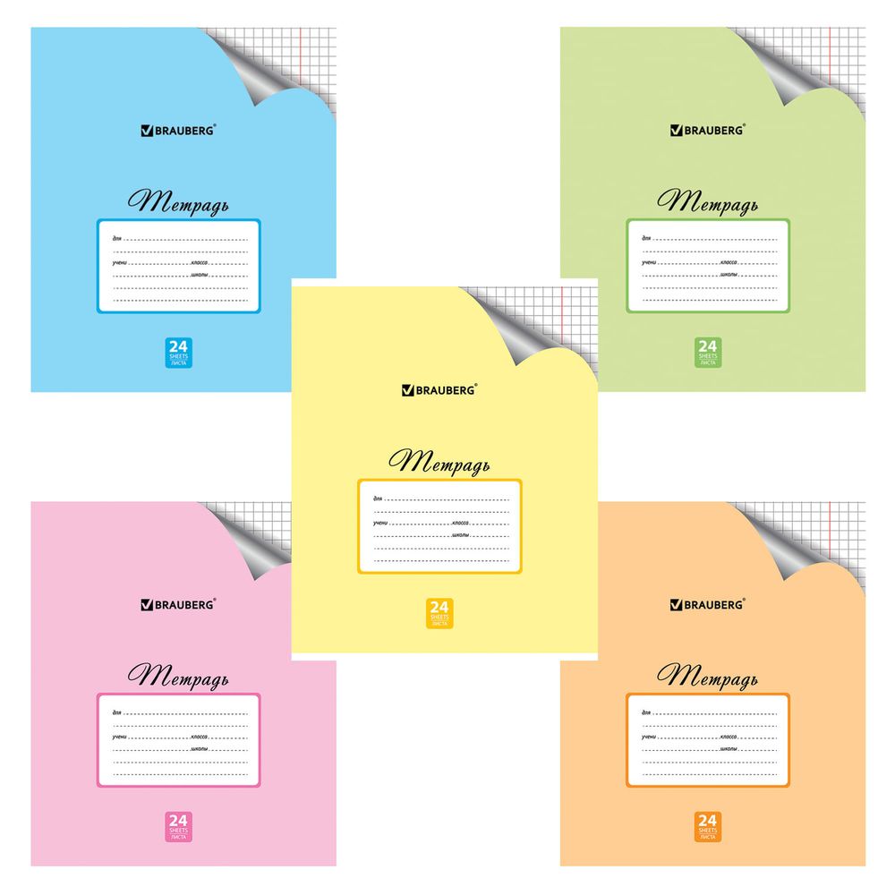 Тетрадь 24 л. BRAUBERG "ЭКО", клетка, обложка плотная мелованная бумага, ПАСТЕЛЬНАЯ С УГОЛКОМ, 402809