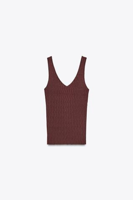 ZARA ТОП С РЕЛЬЕФНЫМ УЗОРОМ, БУРГУНДИ