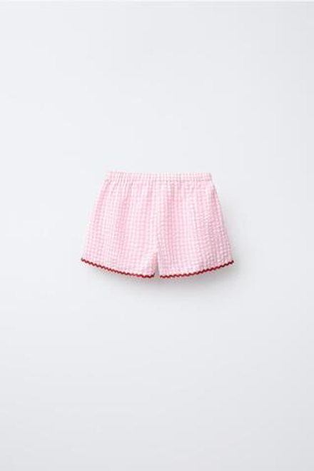 ZARA ПИЖАМА В КЛЕТКУ ВИШИ, РОЗОВЫЙ
