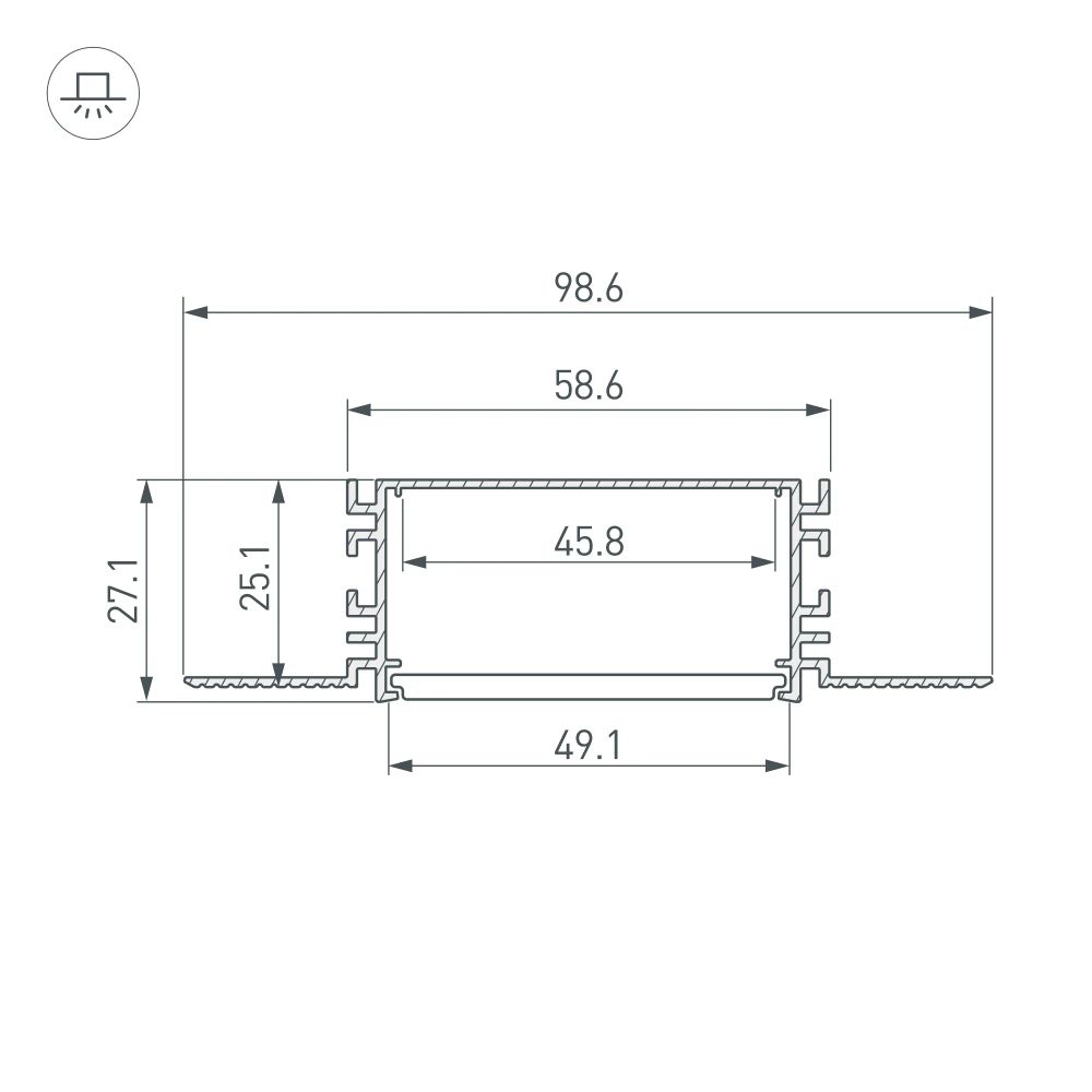 Профиль FANTOM-W49-2000 ANOD (Arlight, Алюминий) 046430