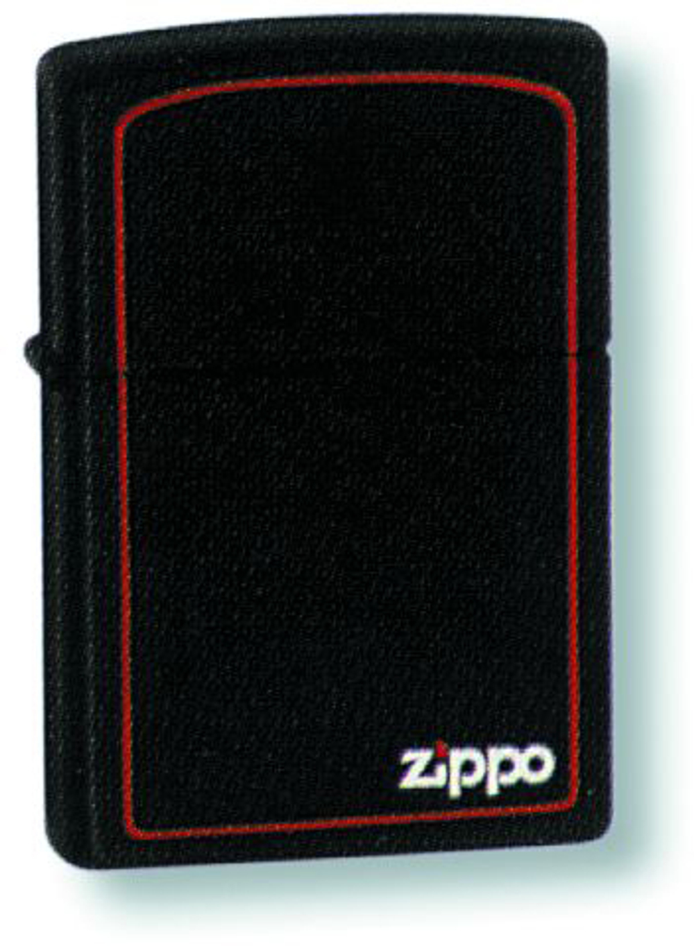 Легендарная классическая американская бензиновая широкая зажигалка ZIPPO Classic Black Matte Chrome™ Красная окантовка и логотип Zippo чёрная матовая из латуни и стали ZP-1618ZB