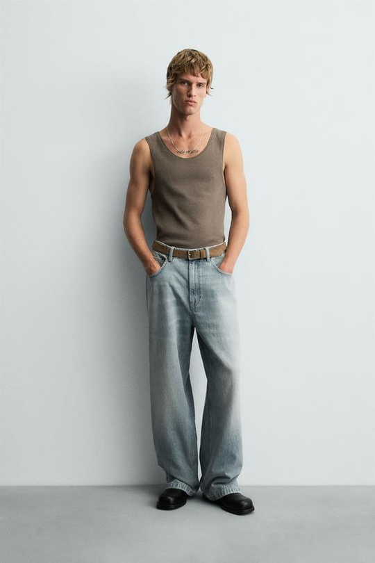 ZARA ДЖИНСЫ BAGGY FIT, ВОДЯНИСТО-ГОЛУБОЙ
