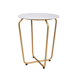 Кофейный столик Marble Ø40х45 см, белый мрамор, золотые ножки