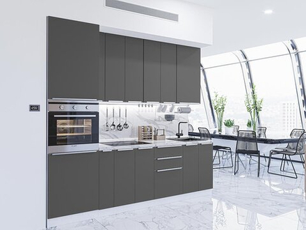 Прямая модульная кухня Фьюжн-03 Stormy Silk - Белый 2340*2600*600