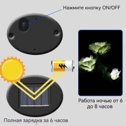 AUCKBY Набор садовых светильников на солнечных батареях 2ШТ, Роза теплый свет, для территории дома, дачи