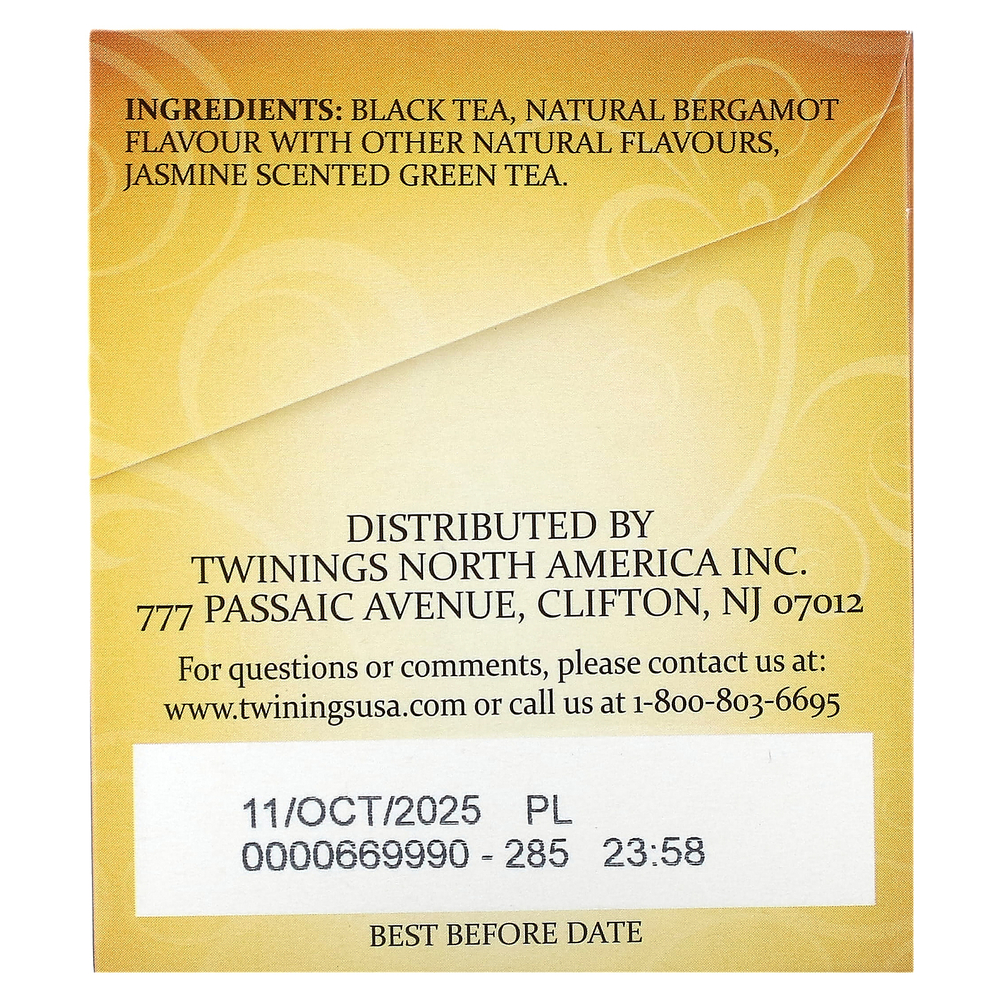Twinings, Black Tea, Earl Grey, жасмин, 20 отдельных чайных пакетиков, 40 г (1,41 унции)