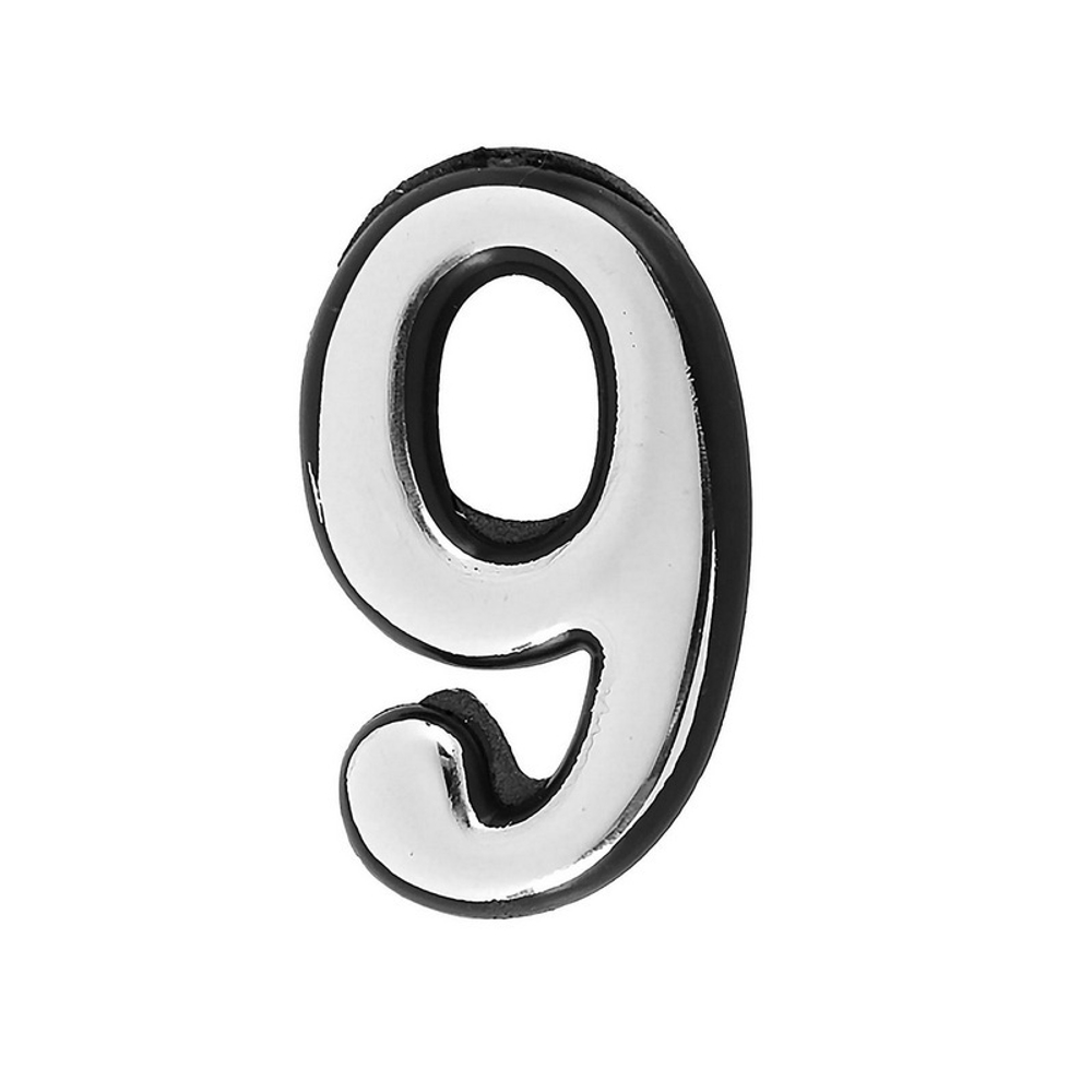 Цифра дверная АЛЛЮР Большая пластик хром "9" /50