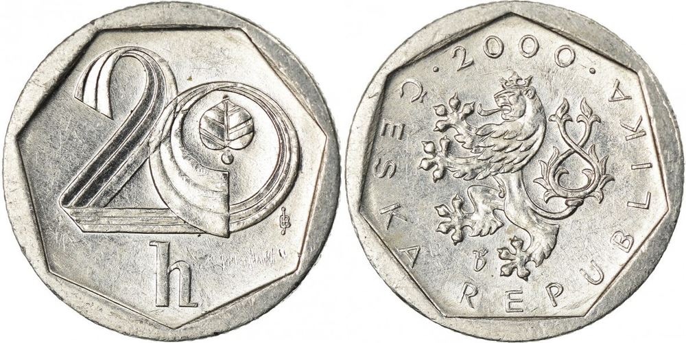Чехия 20 геллеров, 1998-2003 Лев XF