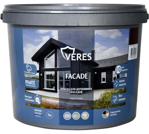 Краска В/Д 9л для деревянных фасадов акрил. Шоколадный бархат Фасад