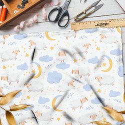 Ткань шифон овечки в облаках