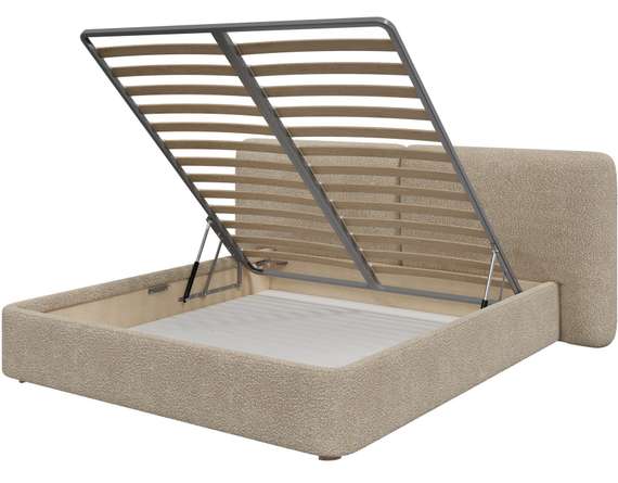 Кровать двуспальная Hub Soft 200 см (молочный, букле)