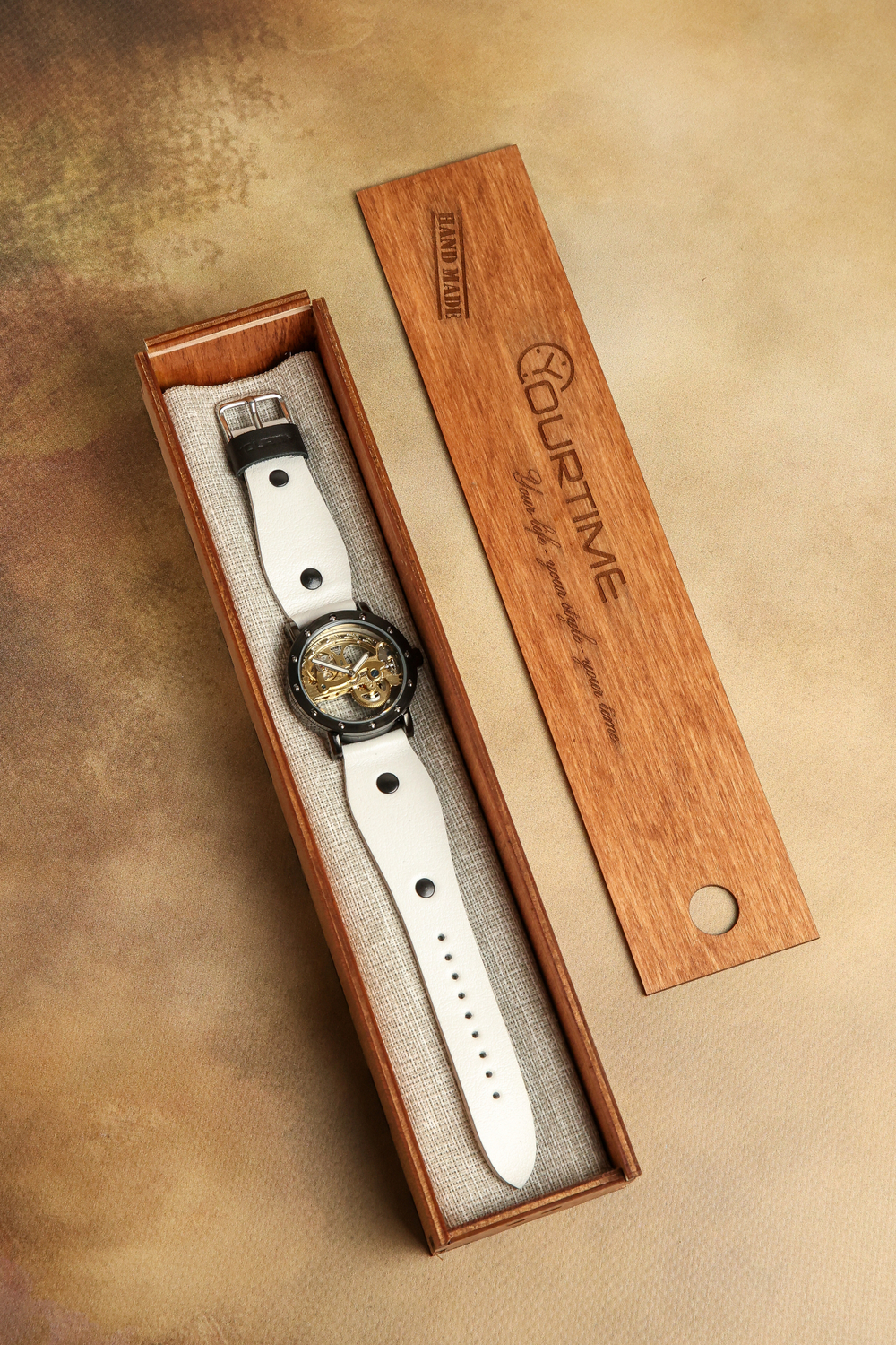 Часы скелетоны механические Power Black White YOURTIME