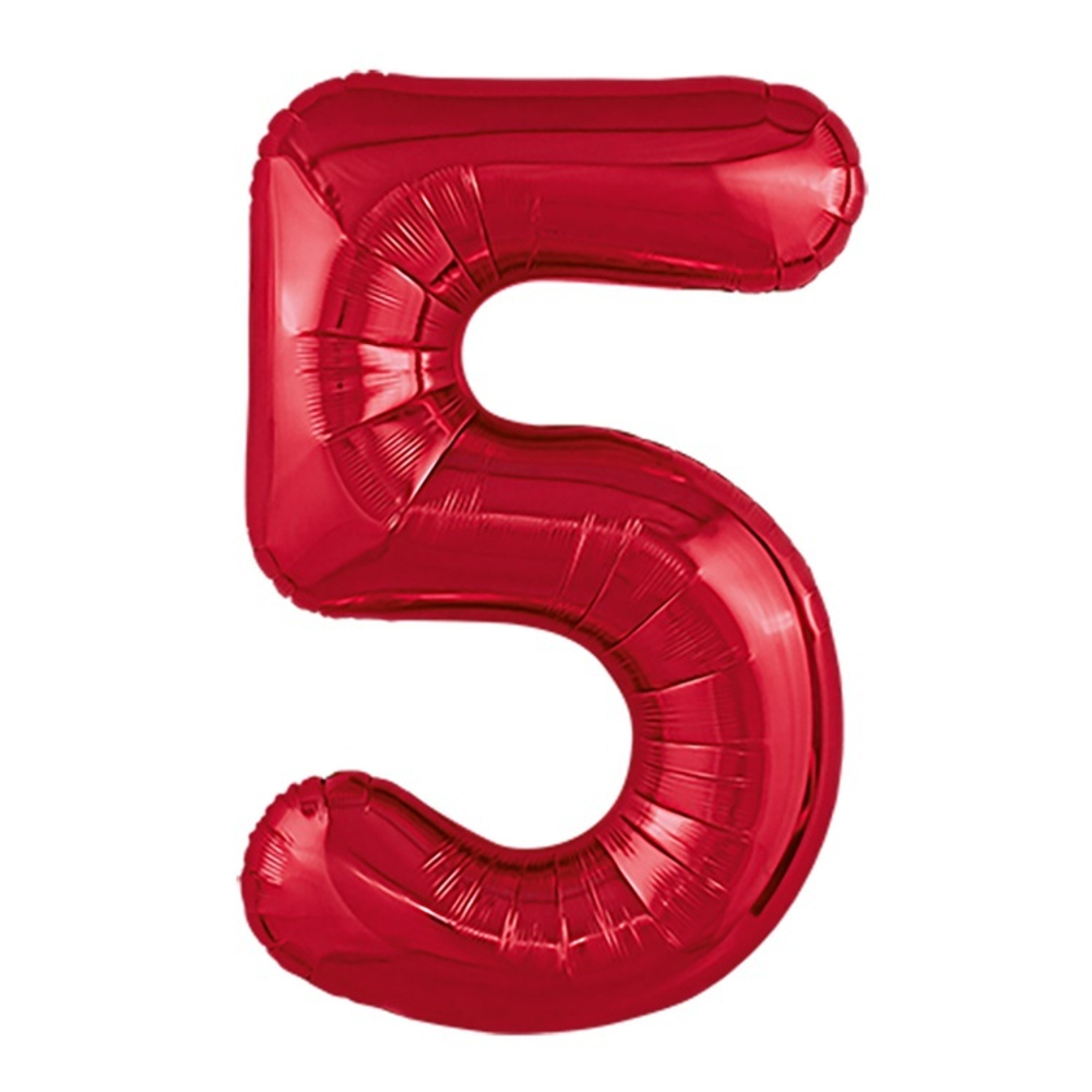 Шар ЦИФРА 5 Металлик Red 40" 102 см