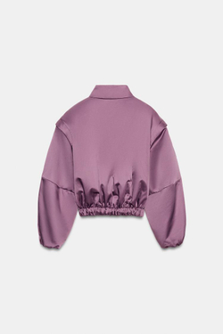 ZARA СТЕГАНАЯ КУРТКА С ВЫДЕЛЕННОЙ ЛИНИЕЙ ПЛЕЧ, СИРЕНЕВЫЙ