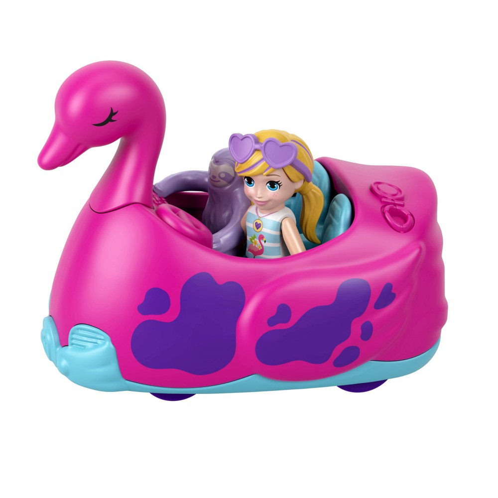 Polly Pocket - Фламинго Мойка Набор с 2 куклами, 2 животными и транспортным средством HHJ05