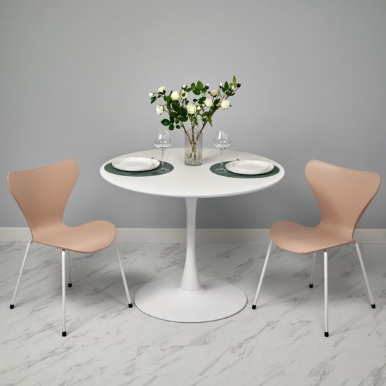 Стул Seven Style пудровый с белыми ножками