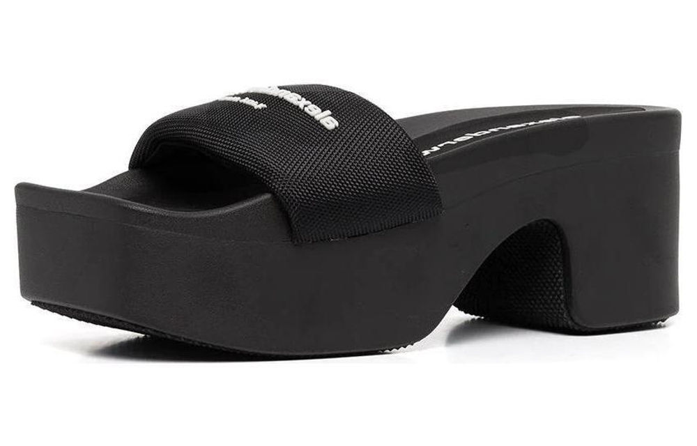 Alexander wang Alexander wang polyester open toe one-word thick-soled fashion sandals women's black