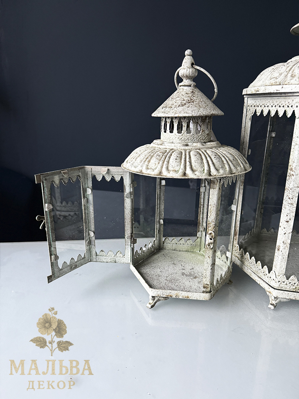 Набор из 2-х подсвечников "Антик грей" 18,5x17xH38,5 см/ 25,5x23xH51 см