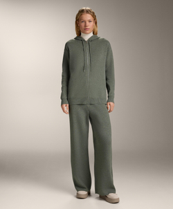 OYSHO Прямые брюки с резинкой по бокам, темный хаки