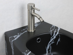 Биде подвесное AeT Dot 2.0, с креплениями, с 1-м отверстием под смеситель, цвет черный матовый с эффектом мрамора