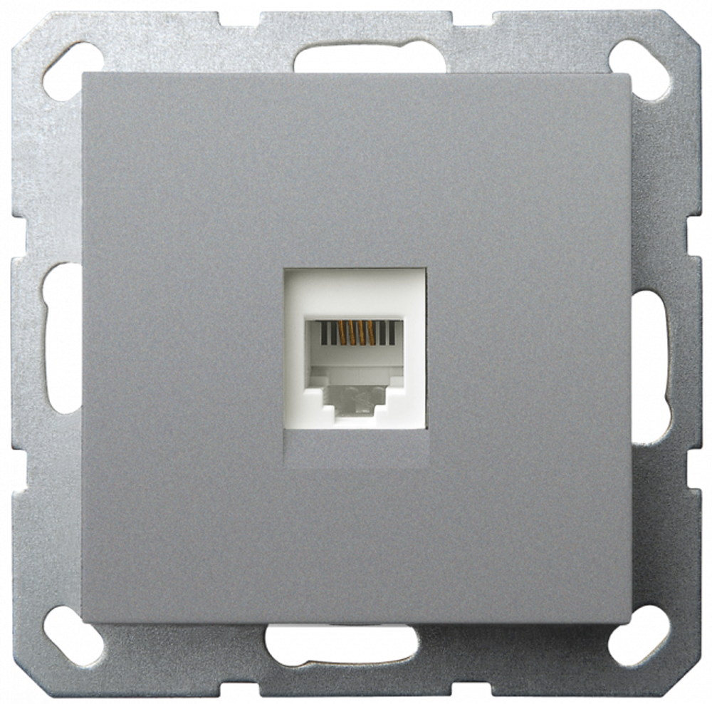Интернет-розетка RJ45 с накладкой, цвет Алюминий