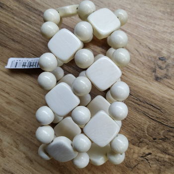 Браслет деревянный Ромбик 2-х рядка, цвет белый, ширина 45 мм