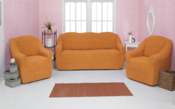 Комплект чехлов на диван и 2 кресла без оборки, цвет Горчичный