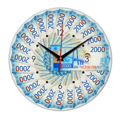 Настенные часы "Купюра 2000 рублей" Декор для дома, подарок
