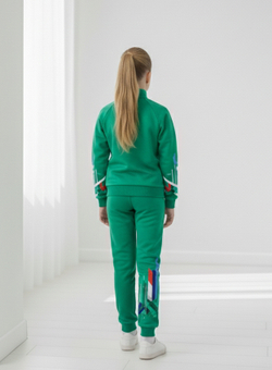 Mint Sports Team Suit with Geometric Pattern
