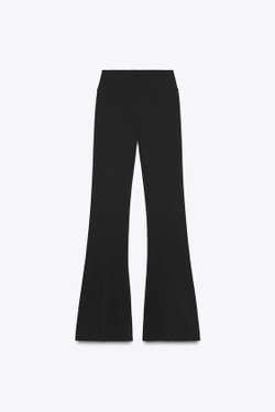 ZARA БЕСШОВНЫЕ БРЮКИ FLARE ИЗ ПОЛИАМИДА, ЧЕРНЫЙ