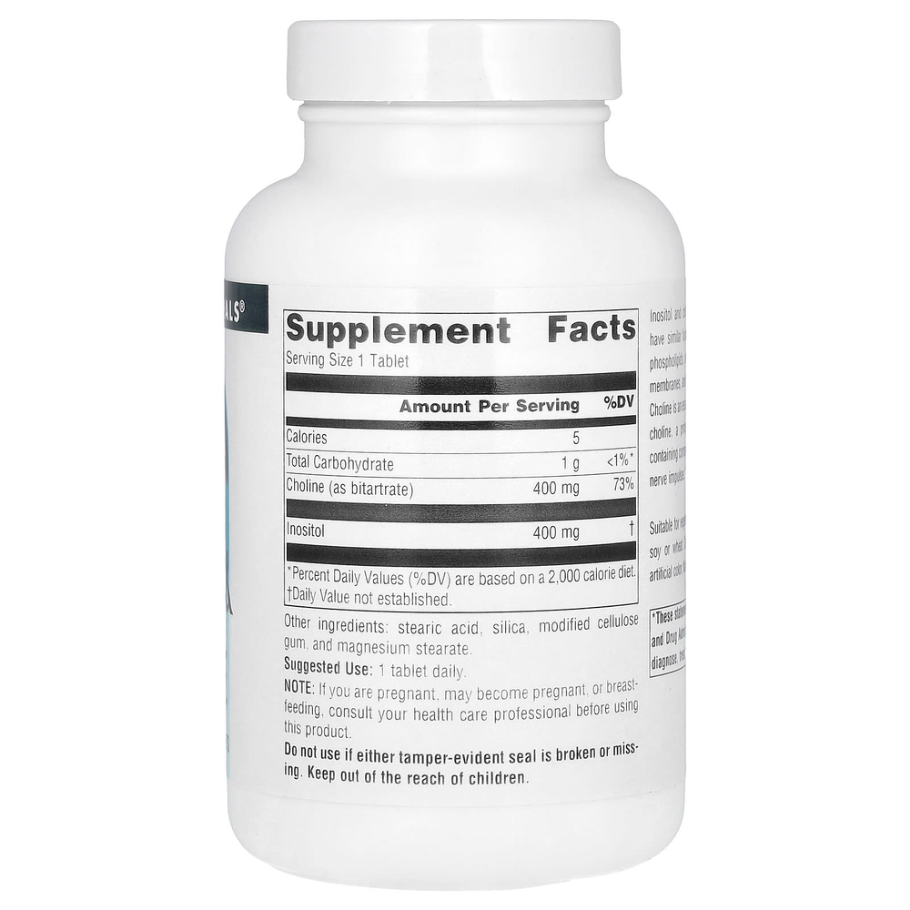 Source Naturals, инозитол и холин, 800 мг, 100 таблеток