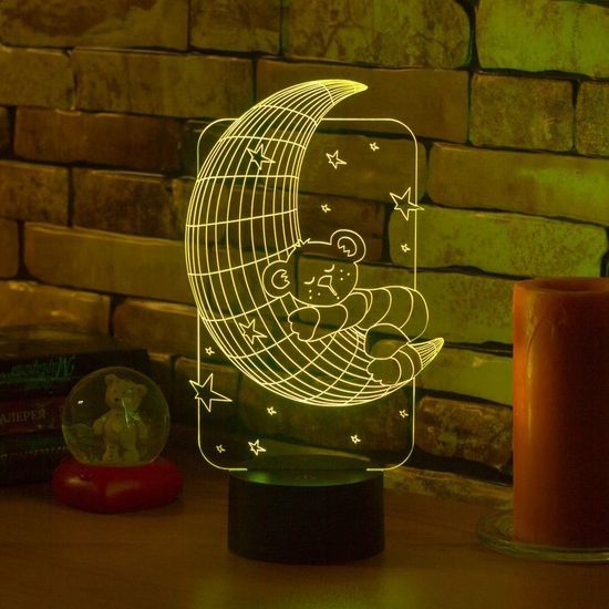 Настольная 3D лампа Мишка на луне