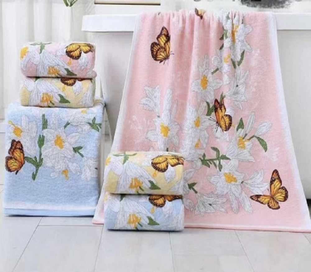 Набор из 2-х махровых полотенец в подарочной упаковке, 100% хлопок, Китай.