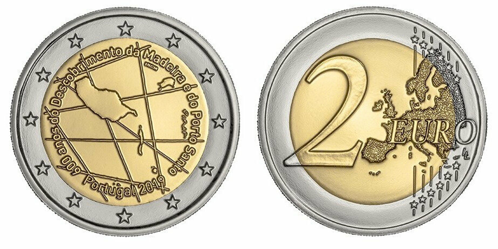 Португалия 2 евро, 2019 600 лет открытию острова Мадейра UNC